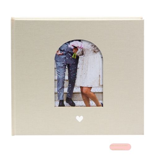 Bild von Hochzeits-Gästebuch 100 Seiten illustriert, 24,5x22,5cm, p.p., Leinen, Herzensmoment beige