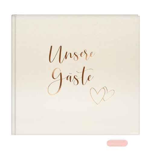 Bild von Hochzeits-Gästebuch mit 100 Seiten illustriert, 24,5x22,5cm, Herzklopfen