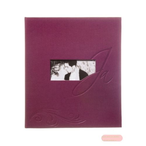 Bild von Hochzeits-Gästebuch mit 176 Seiten weiss, 23x25cm, passepartout, Leinen burgund, Yes