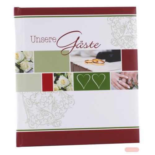 Bild von Hochzeits-Gästebuch mit 176 Seiten weiss, 23x25cm, Roses & Rings, Bilder