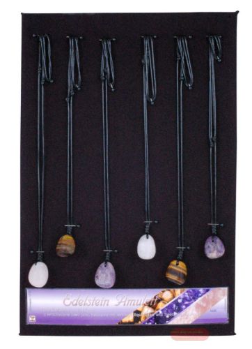 Bild von Halskette mit Edelstein Amulett Anhänger, Displaykarte - VE 24