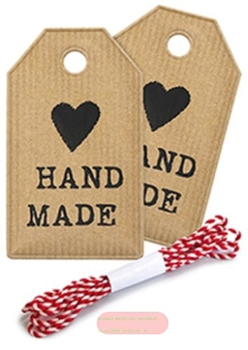 Bild von HANDMADE, Anhängerset, 2er Set, 3.5x6cm & 1,1m Kordel - VE 10 (Sets)