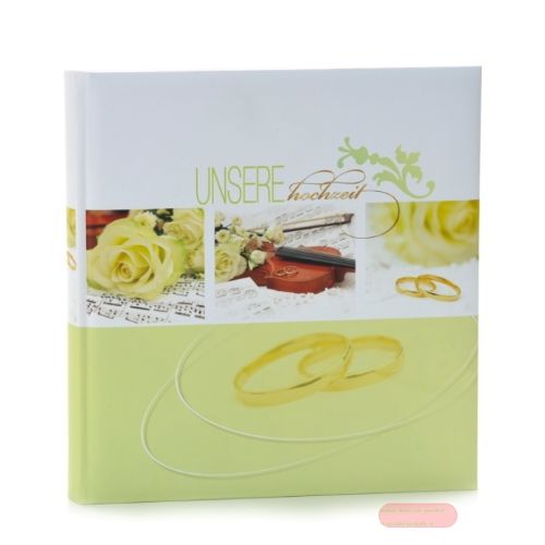 Bild von Hochzeitsfotoalbum "Music" 4 S.illustriert, 60 S.weiss, 30x31cm, Rose, grün