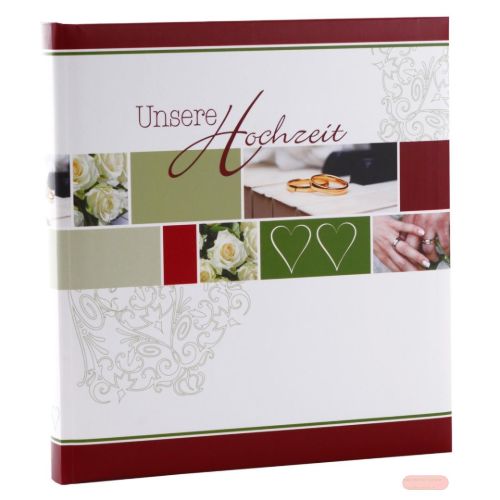Bild von Hochzeitsfotoalbum 4 S.illustriert, 60 S.weiss, 30x31cm, Roses & Rings, Bilder