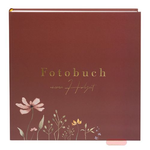 Bild von Hochzeitsfotoalbum 60 S.weiss, 30x31cm, Blütenliebe bordeaux