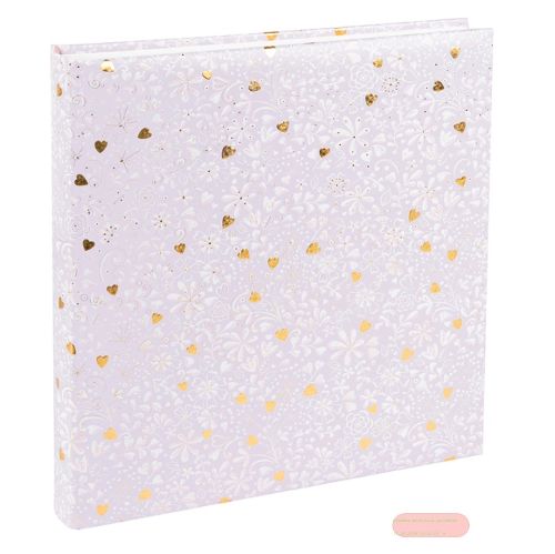 Bild von Hochzeitsfotoalbum 60 S.weiss, 30x31cm, Finamente lilac Goldprägung