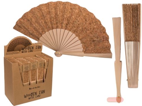 Bild von Holz-Fächer mit Kork, ca.23cm, im Display - VE 25