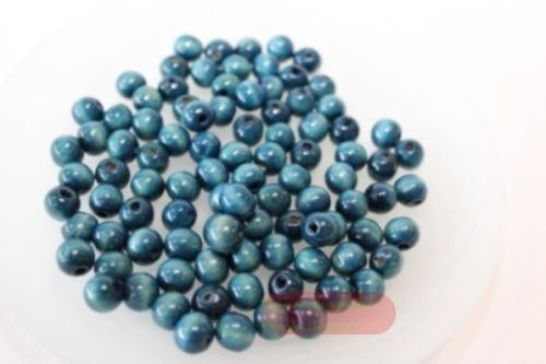 Bild von Holzperlen rund, blau, ca.100 Stk., Beutel zu 29gr.