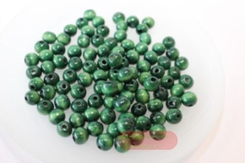 Bild von Holzperlen rund, grün, ca.100 Stk., Beutel zu 29gr.