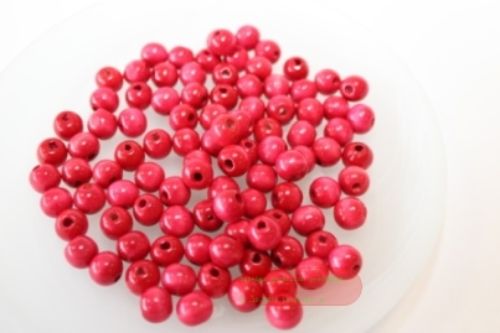 Bild von Holzperlen rund, rot, ca.100 Stk., Beutel zu 29gr.