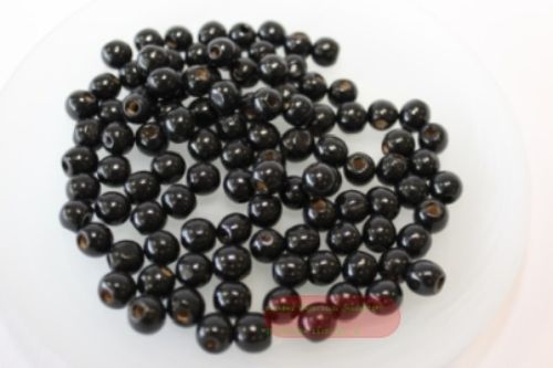 Bild von Holzperlen rund, schwarz, ca.100 Stk., Beutel zu 29gr.