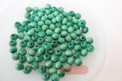 Bild von Holzperlen rund, türkis, ca.100 Stk., Beutel zu 29gr.