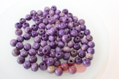 Bild von Holzperlen rund, violett, ca.100 Stk., Beutel zu 29gr.