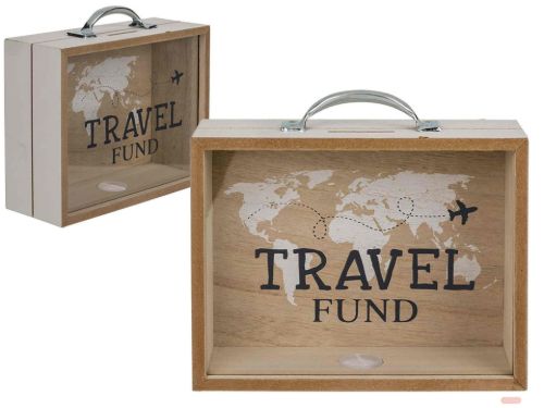 Bild von Holz-Spardose Travel Fund für Kleingeld, 20x12cm - VE 4