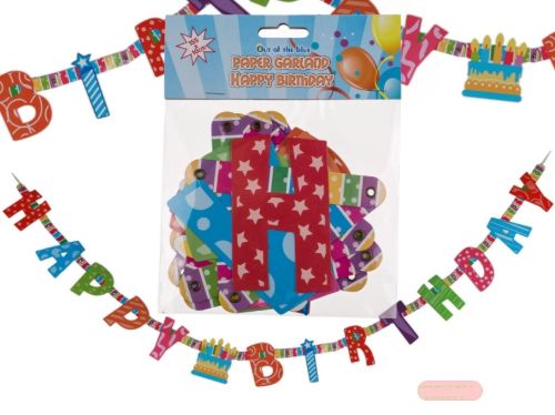Bild von Papier Girlande Happy Birthday, ca.155cm, im Beutel - VE 18