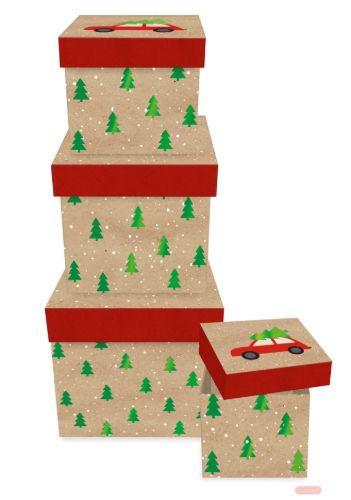 Bild von Kartonage 4er Set, 4 Grössen sortiert, Little red Car