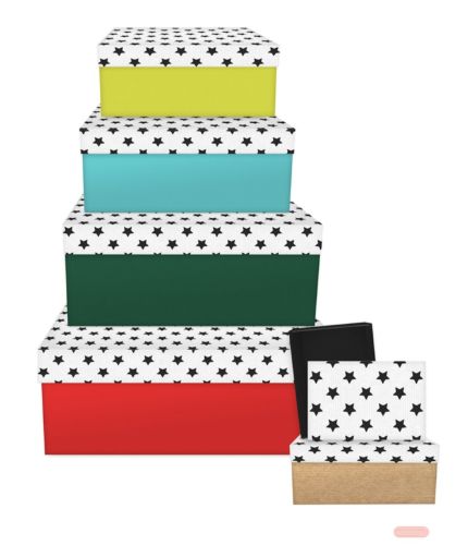 Bild von Kartonage 6er Set, grössen gemäss Katalog, Gras+Kraftpapier Just Stars schwarz