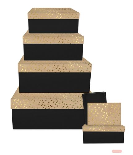 Bild von Kartonage 6er Set, grössen gemäss Katalog, Gras+Kraftpapier, Glitterstars