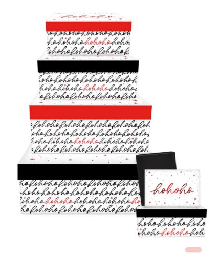 Bild von Kartonage 6er Set, grössen gemäss Katalog, Hohoho Lettering rot+schwarz