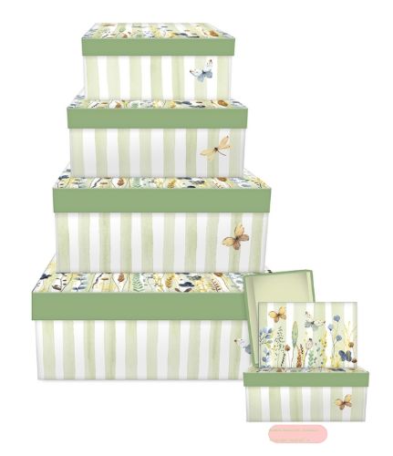 Bild von Kartonage Rechteck 6er Set, grössen gemäss Katalog, Flowers and Stripes