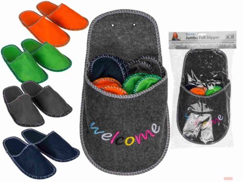 Bild von Jumbo-Filzpantoffeln Welcome mit 4 Paar farblich gemischt - VE 6