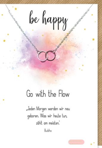 Bild von Karte 11,5x17cm, mit Halskette Doppelringe - be happy - VE 6