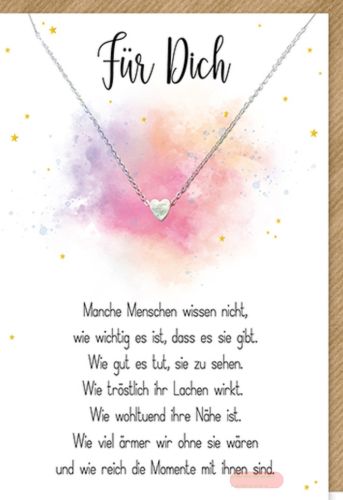 Bild von Karte 11,5x17cm, mit Halskette Herz - Für Dich - VE 6
