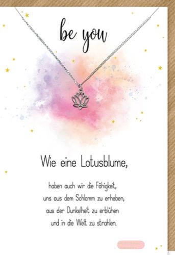 Bild von Karte 11,5x17cm, mit Halskette Lotusblüte - be you - VE 6