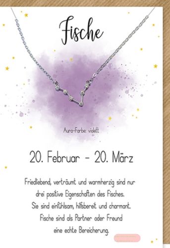 Bild von Karte 11,5x17cm, mit Sternzeichenhalskette Fische - VE 6