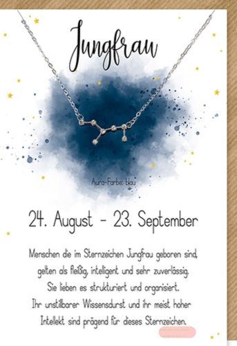 Bild von Karte 11,5x17cm, mit Sternzeichenhalskette Jungfrau - VE 6