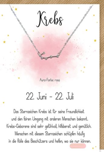 Bild von Karte 11,5x17cm, mit Sternzeichenhalskette Krebs - VE 6