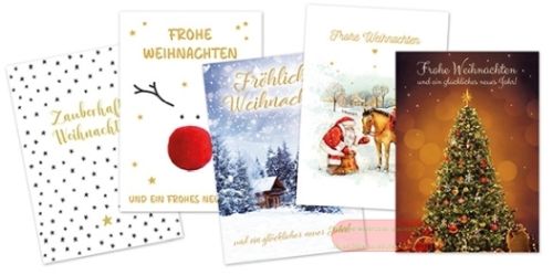 Bild von Karte Weihnachten 11,5x17cm PK/PG 179, 5er Set mit Umschlag in Box - VE 6 (Sets)