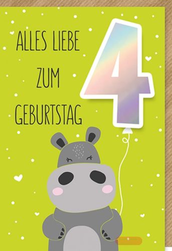 Bild von Karte Kinder-Geburtstag Zahl 4. PK 329 - VE 6