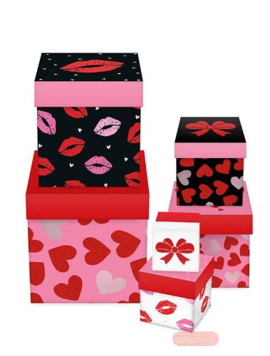Bild von Kartonage Würfel 6er Set, grössen gemäss Katalog, Lips and Love