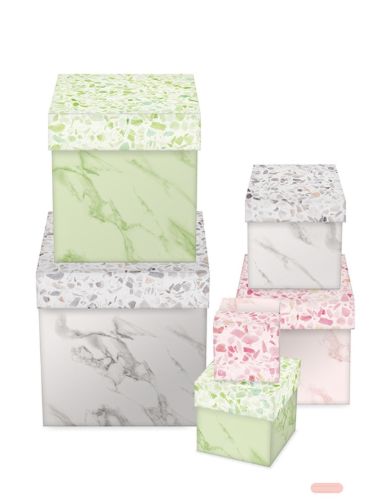 Bild von Kartonage Würfel 6er Set, grössen gemäss Katalog, Marmor