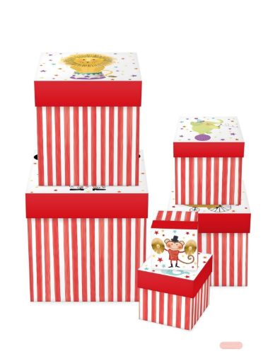 Bild von Kartonage Würfel 6er Set, grössen gemäss Katalog, Zirkus