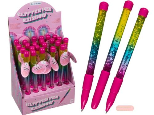 Bild von Kunststoff-Kugelschreiber Glitter, ca.19cm, im Display - VE 24