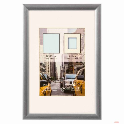 Bild von Kunststoffrahmen für 1 Foto Bildformat 10x15/6x9cm, Puro silver - VE 3