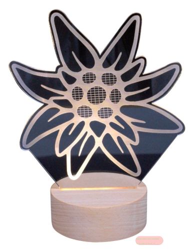Bild von Lampe 3D Acrylglas mit LED-Basis, einzeln verpackt, Edelweiss