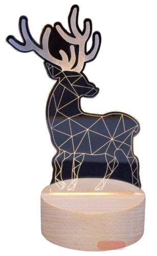 Bild von Lampe 3D Acrylglas mit LED-Basis, einzeln verpackt, Hirsch