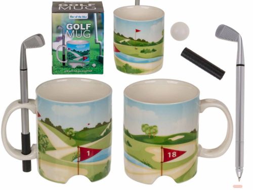 Bild von Keramikbecher Golfplatz, ca.10x8cm, mit Zubehör, Box - VE 6