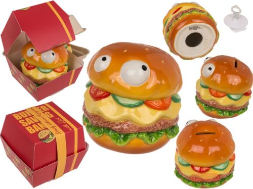 Bild von Keramik-Spardose Burger mit Augen, ca.12x11cm, box - VE 3