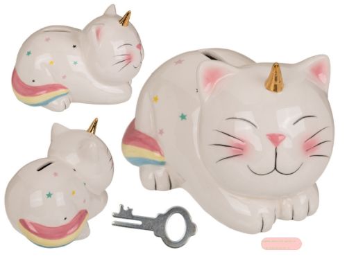 Bild von Keramik-Spardose Unicorn Cat, ca.17x12cm - VE 6