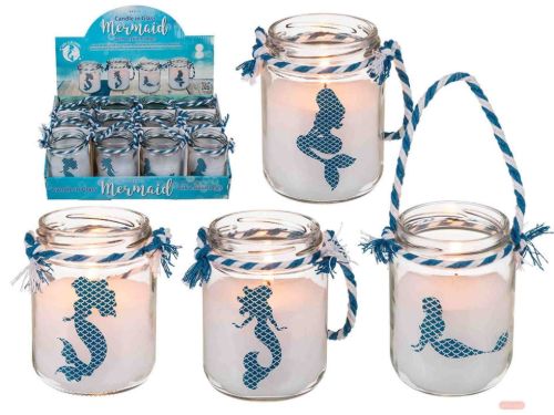 Bild von Kerze im Glas, Meerjungfrau, ca.7x9cm, 4-fach ass. im Display - VE 12 (SR)