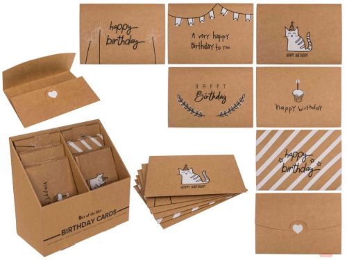 Bild von Kraftpapier Geschenkkarte 2in1, H. Birthday, 21x15cm, 6 x gemischt, Display - VE 72 (SR)