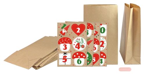 Bild von KRAFTPAPIER, Adventskalender-Bastelset , 28-teilig, 12x21x6cm - VE 5 (Sets)