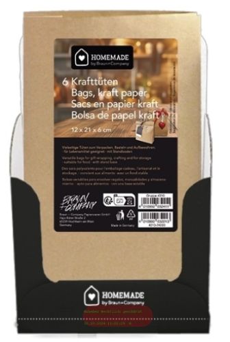 Bild von Kraftpapiertüten klein, 12x21x6cm, 6er Sets pro Pack, Display - VE 20 (Pack)