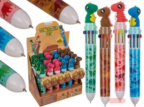 Bild von Kugelschreiber Dinosaurier, 10-fach Minen, 4-fach gemischt im Display - VE 24