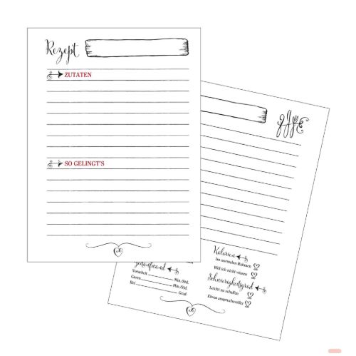 Bild von Kochrezeptbuch-Ersatzblätter 15,5x21cm - Packung zu 50 Seiten (25 Blatt)