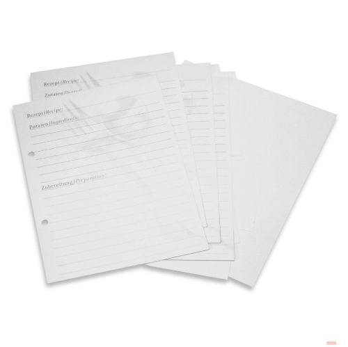 Bild von Kochrezeptbuch-Ersatzblätter 15,5x21cm, bedruckt, Packung zu 50 Seiten (25 Blatt)